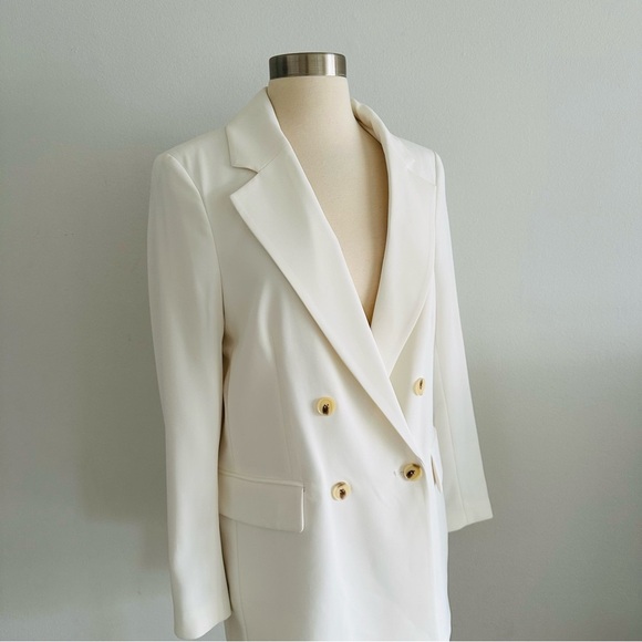 H&M Double Breasted Oversized White Blazer Jacket S - Picture 4 of 9